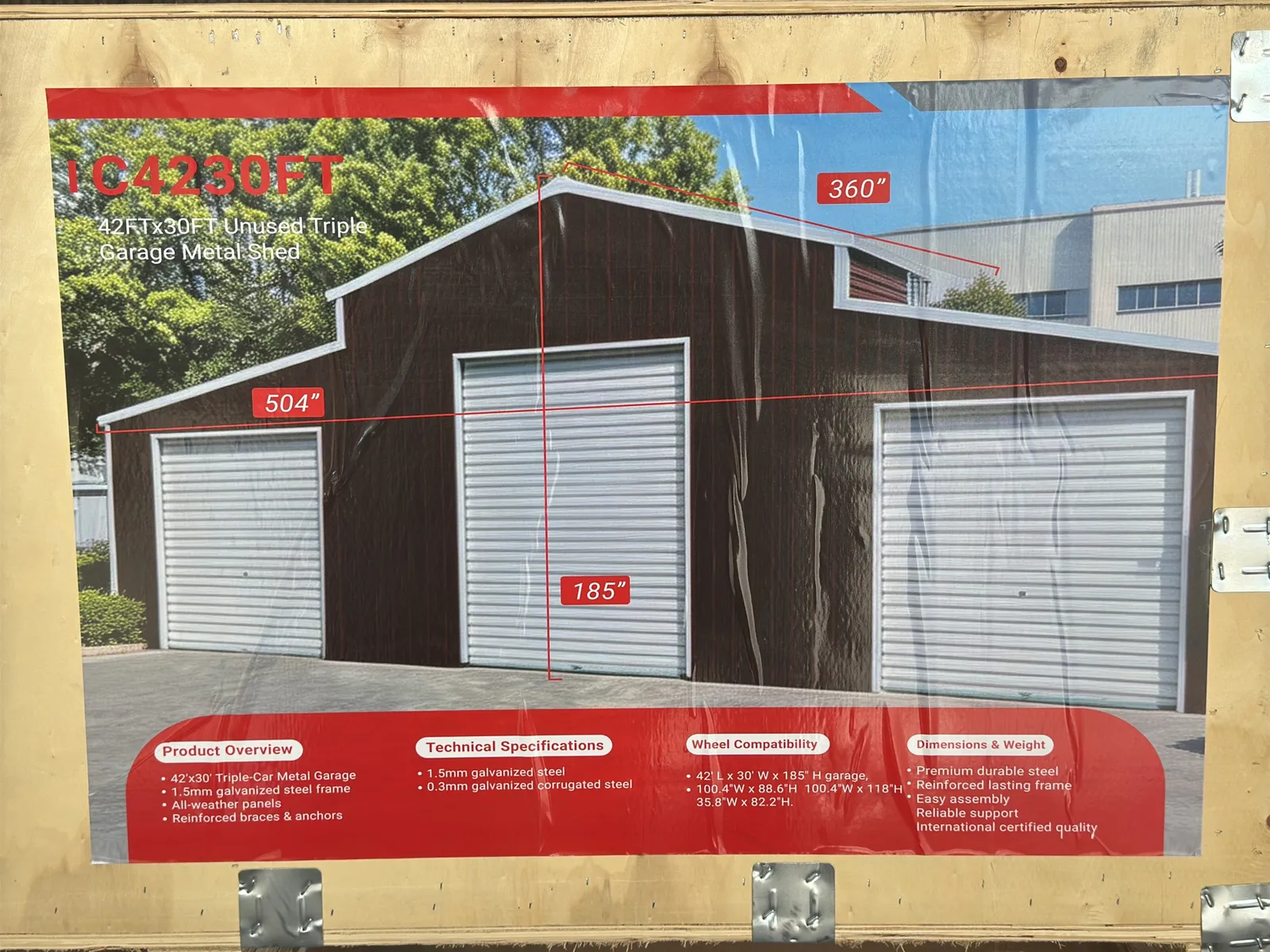 2026 SDLanch 42'X30' Triple Garage Metal Shed (Unused) For Sale